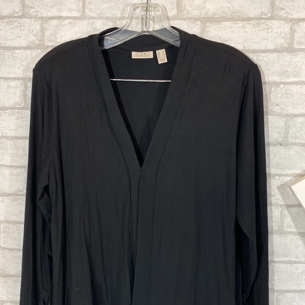 LOGO Lori Goldstein sheer hem cardigan size medium
